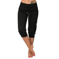 Women's 3/4 Cropped Sports Pants – Plus Size Drawstring Casual Trousers