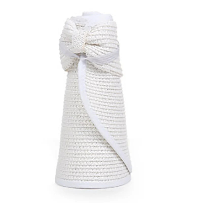 Women's Foldable Straw Sun Visor Hat – Wide Brim UV Protection Beach Cap