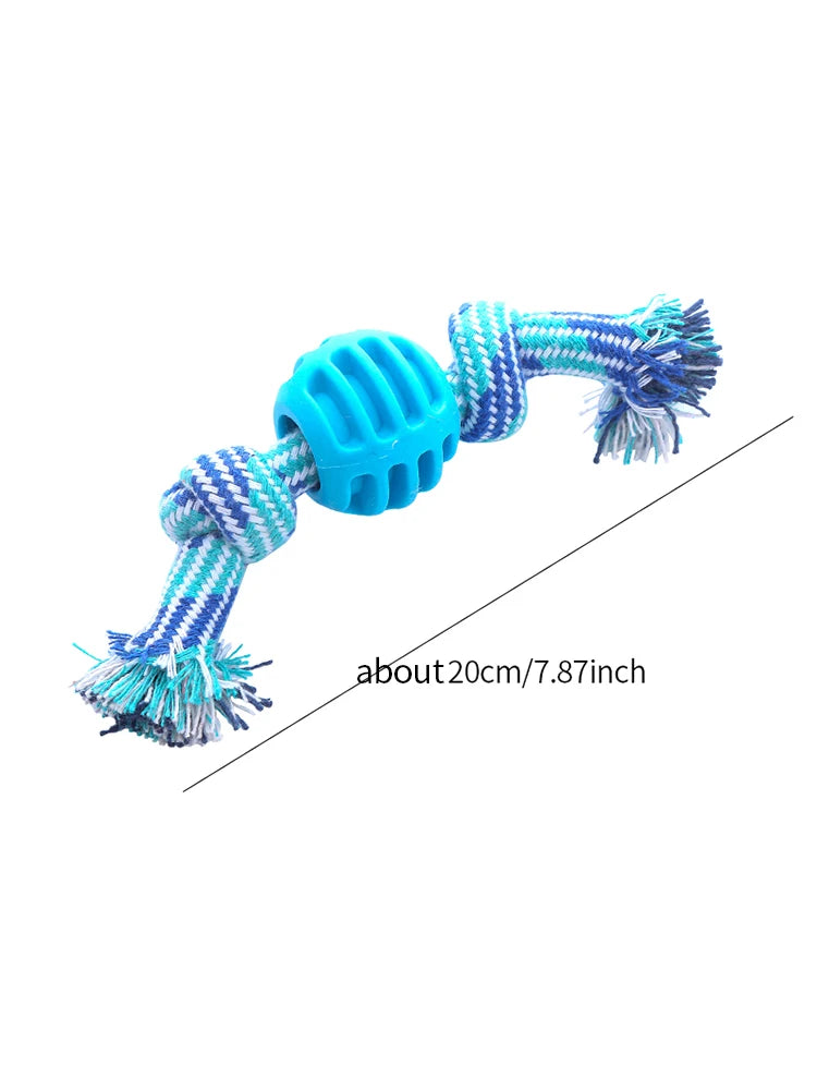 Cotton dog toy, cotton rope and double knot ball