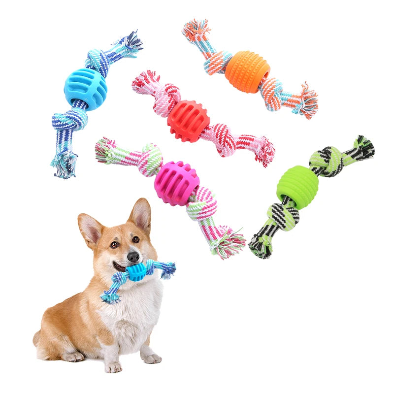 Cotton dog toy, cotton rope and double knot ball