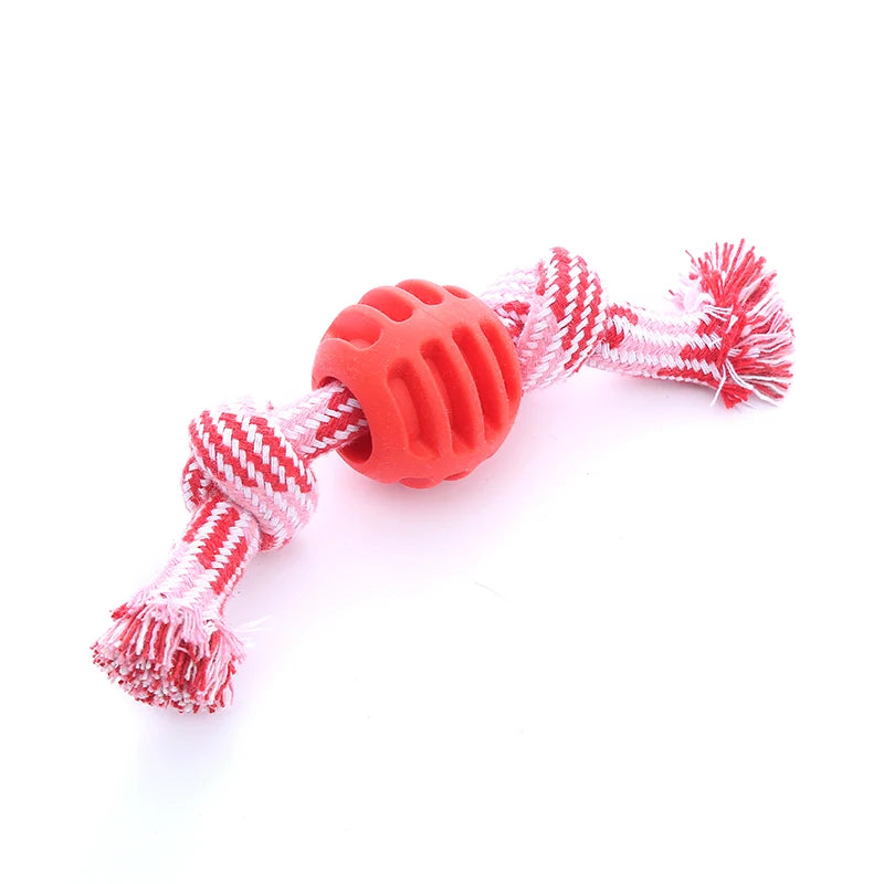 Cotton dog toy, cotton rope and double knot ball