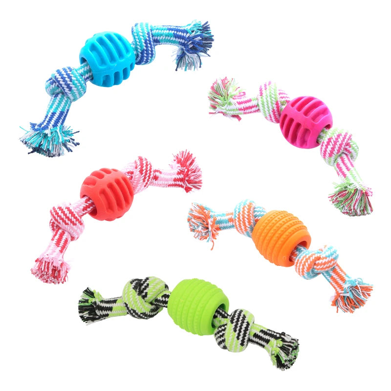 Cotton dog toy, cotton rope and double knot ball