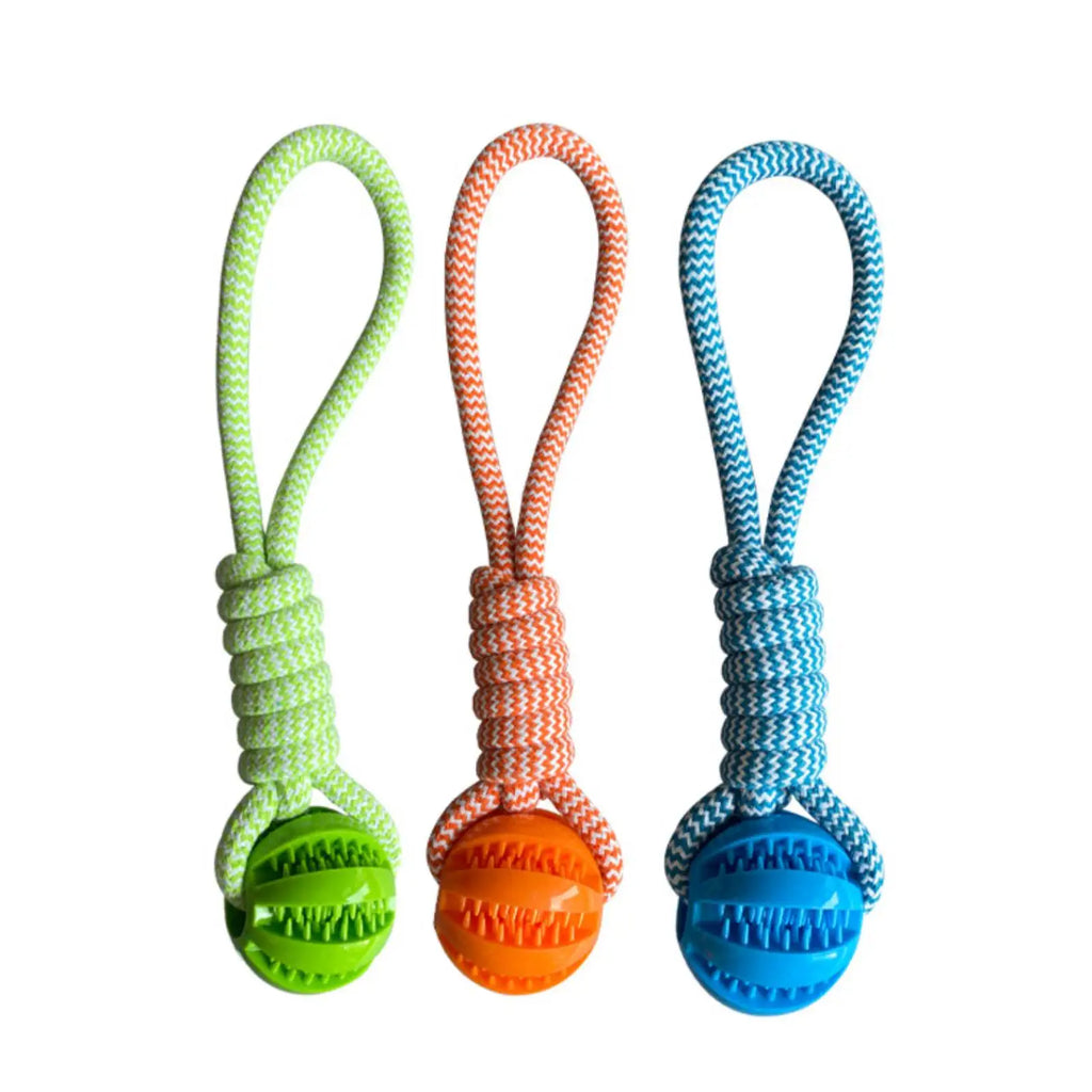 Treat-Dispensing Rope Ball Dog Toy — Durable Cotton Chew & Play