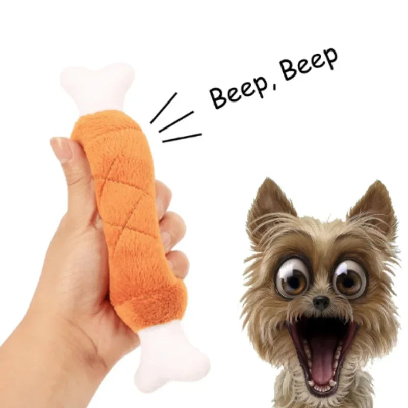 Puppy Squeaker Squeaky Plush Bone Dog Toy