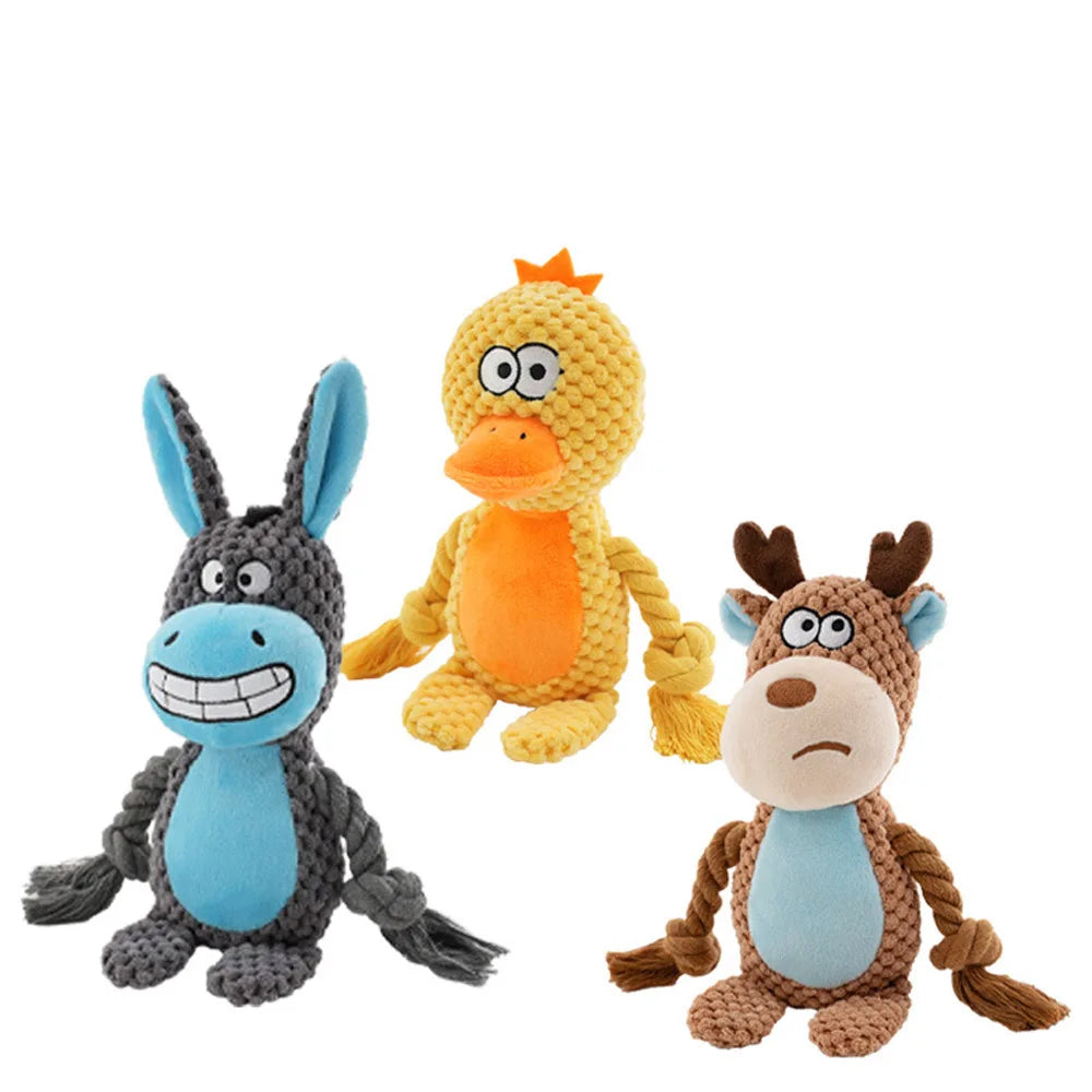 Dog Squeaker Toys with Crinkle Paper, Plush Chewing Toy
