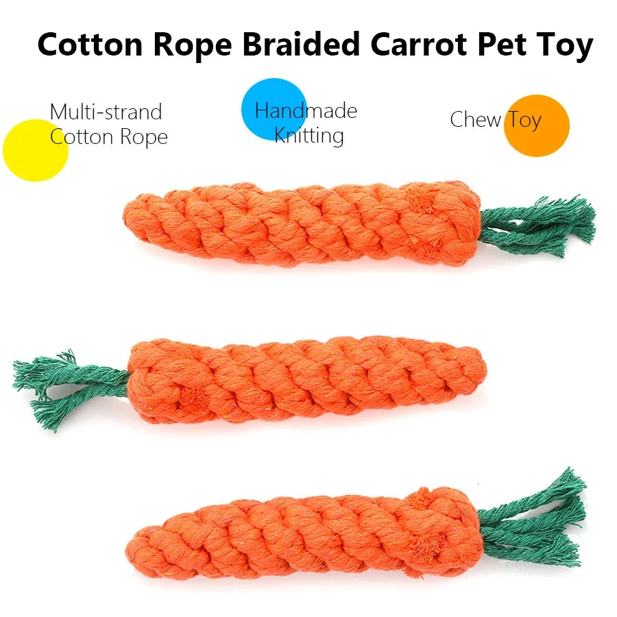 Dog Chew Toys, Cotton Rope Carrot Shape