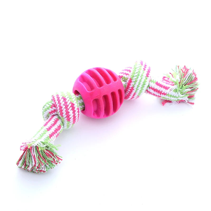Cotton dog toy, cotton rope and double knot ball