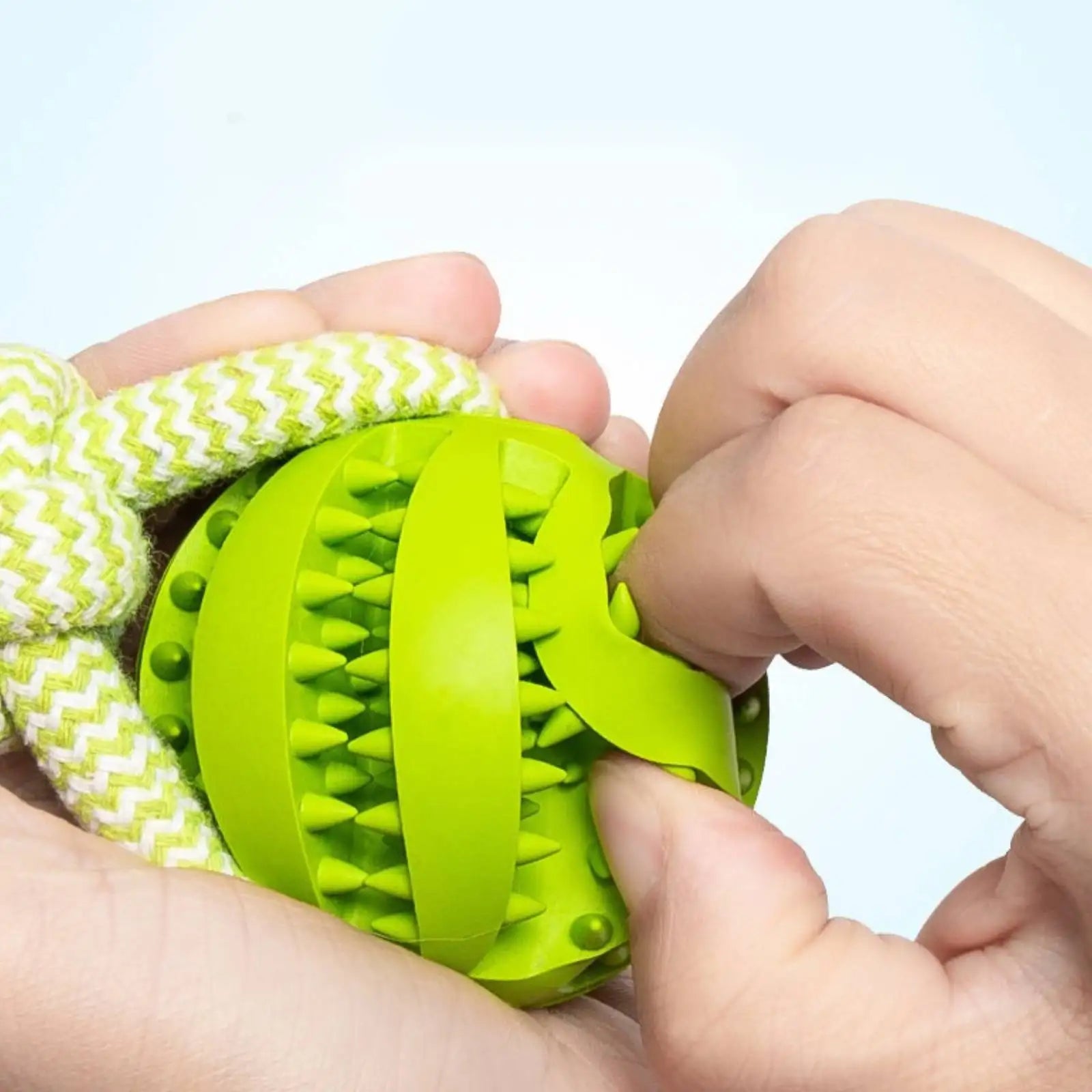 Treat-Dispensing Rope Ball Dog Toy — Durable Cotton Chew & Play