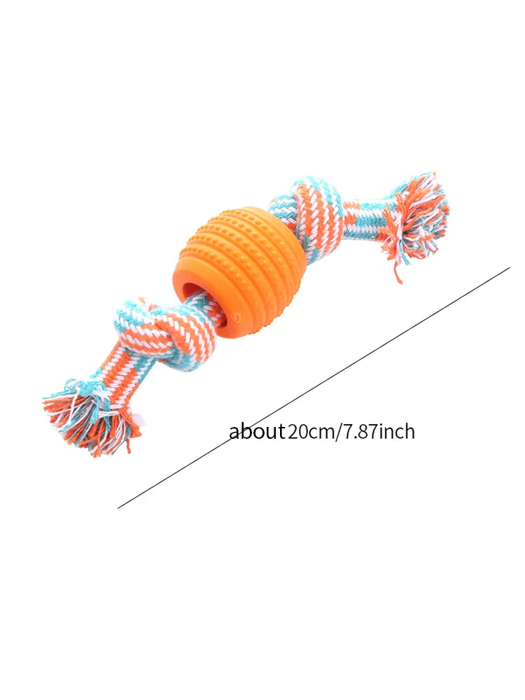 Cotton dog toy, cotton rope and double knot ball