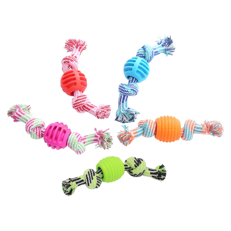 Cotton dog toy, cotton rope and double knot ball