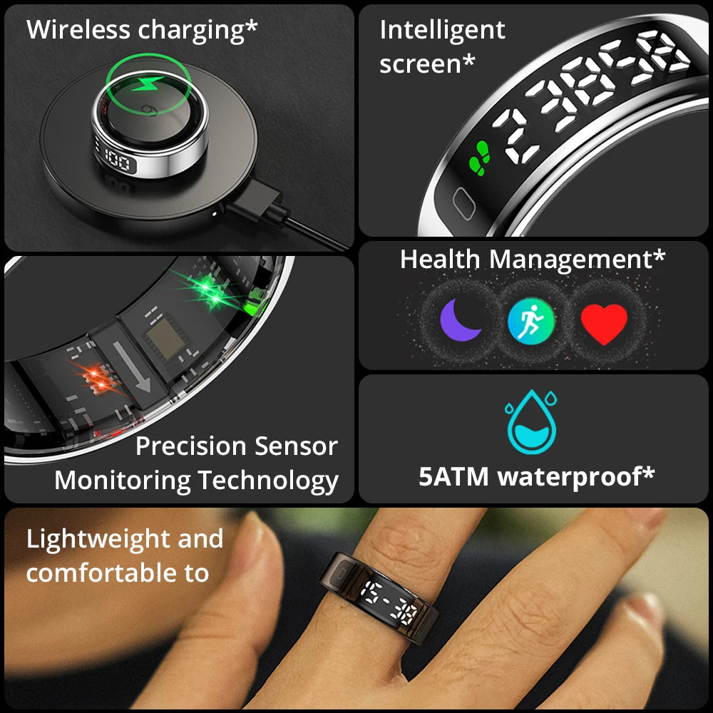 COLMI R12 Smart Ring – Display Screen, Wireless Charging, 5ATM Waterproof