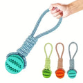 Treat-Dispensing Rope Ball Dog Toy — Durable Cotton Chew & Play
