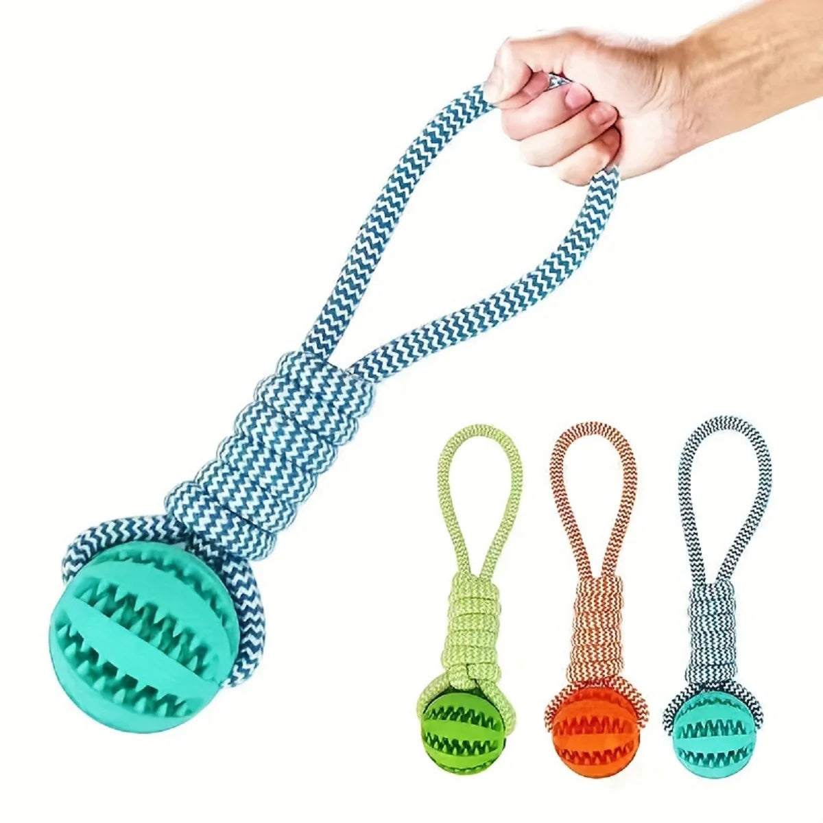 Treat-Dispensing Rope Ball Dog Toy — Durable Cotton Chew & Play