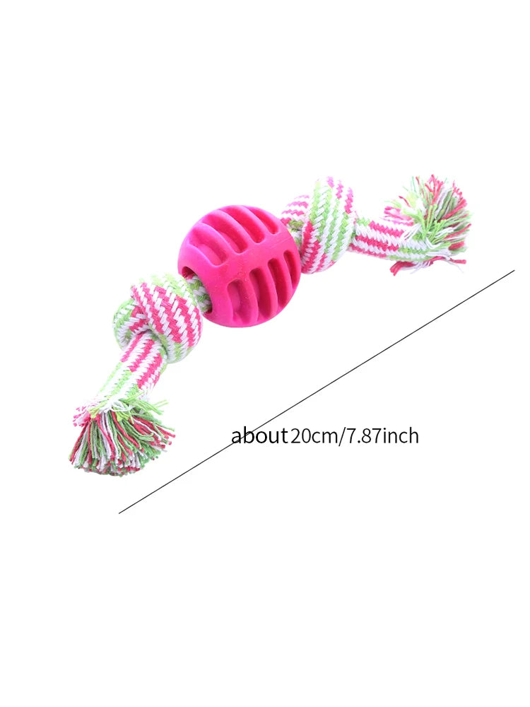 Cotton dog toy, cotton rope and double knot ball