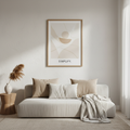 Minimalist wall art printable displayed in a cozy neutral living room